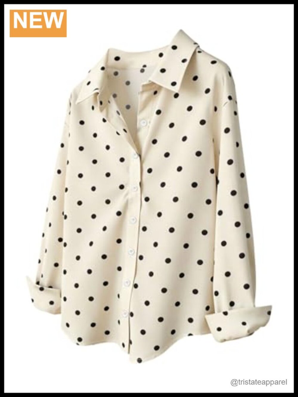 Women's Polka Dot Button Down Blouse Long Sleeve Collared Shirt